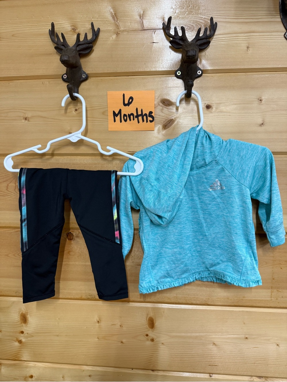 adidas Kids Teal Hoodie & Black Leggings Set